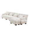 Free Combination, Modular Sectional Sofa,L Shaped Couch for Living Room, 4-Seater Comfy Cloud Couch with Convertible Ottoman, , Chenille White