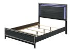 Haiden LED & Weathered Black Finish Queen Bed W/Led