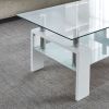 Artisan Center Coffee Table, Tempered Glass Top Stainless Steel Legs for Living Room, White