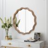 23.62 inches Wood Round Wavy Wall Mirror Round Wall Mirror Scalloped Mirror -Large Decorative Wood Framed Hanging Circle Mirror Modern Farmhouse Decor
