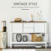 Vintage Console Table with 2 Drawers and Cabinets, Retro Sofa Table for Entryway, Living Room and Bedroom, White