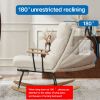 Modern Teddy Gliding Rocking Chair with High Back, Retractable Footrest, and Adjustable Recline for Nursery, Living Room, and Bedroom - Beige