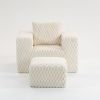 Extra-Large Cozy Lounge Armchair , Plush Honeycomb-Texture Fabric, Oversized Deep-Seat Single Sofa for Living Room