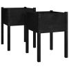 Planter Set of 2 Black Solid pinewood Large Built to Last