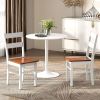 Farmhouse Dining Table Chairs, Set of 2 Rubber Wood Kitchen Table Chairs with Open Back for Living Room, Light Gray
