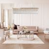 Modern Crystal Chandelier for Dining Room 8-Light Gold Rectangle Raindrop Chandelier Contemporary Rectangular Pendant Light Fixture for Kitchen Island