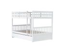 Full Over Full Rubber Wood Bunk Bed with Trundle, Ladder and Guardrails, Convertible to 2 Full Size Beds, with Twin Size Trundle,White