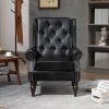 COOLMORE Wood Frame Armchair, Modern Accent Chair Lounge Chair with Sturdy Wood Legs for Living Room Bedroom (Black PU)