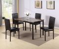 Furniture 5 Piece Metal Dinette Set with Faux Marble Top - Black; dinning set; table&4 chairs