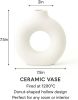 Modern White Ceramic Vase - 7.5 Inch Tall - Ceramic Flower Vase. Home Decor, Centerpiece, Coffee Table, Living Room, Flowers, Entryway, Bookshelf.
