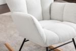 050-Teddy Fabric Rocking Gilder Nursery Chair For Living Room Indoor,Ivory