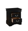 Black Finish Traditional Bedroom Wooden Nightstand 1pc Louis Philippe Style Furniture Two Drawers Storage