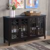 Modern Sideboard Espresso Storage Console Table Buffet Cabinet Glass Doors Living Dining Room