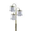 63" Tall Metal Floor Lamp with Brass Finish, Crystal Chandelier design