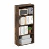 Basic 4-Tier Open Shelf Bookcase, Bookshelf, Storage Organizer, 7 x 17 x 35, Amber Pine