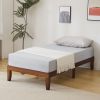 Basic bed frame, painted pine wood, brown, twin size, 189*96.5*30.5cm, wooden bed, single bed
