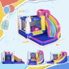 5-in-1 Inflatable Bounce House for Kids Aged 3-10 with Trampoline Pool Climbing Wall Includes Air Blower for Outdoor Activities