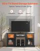 VEVOR TV Stand for TVs up to 65 inch, Modern Entertainment Center with Light Strip, Wooden TV Cabinet Storage with Glass Doors and Adjustable Shelves