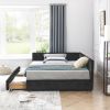 Full Size Storage Upholstered Tufted Bed Frame, Sofa Bed Frame with Comfortable Backrest and Armrests, Full Size Bed for Bedroom, Living Room,Velvet