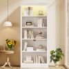 83.4" Tall Wood Bookcase with light strip,5-Tier Decor Bookshelves with Adjustable Shelves,Storage Organizer for CDs/Books