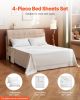 VEVOR 4-Piece Bed Sheet Set - Queen Size, 100% Brushed Microfiber Bedding Set with 2 Pillowcases, 1 Flat Sheet & 1 Fitted Sheet