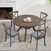 Wooden Dining Table Set, Mid Century Modern Round Rubber Wood Kitchen Table and Cross Back Upholstered Dining Chairs for Dining Room, Kitchen