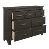 1pc Charcoal Gray Finish 7 Drawers Dresser Transitional Style Wooden Bedroom Furniture