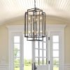 (Same as W1340142525/L1018-C) 18" Modern 8-Light Black & Chrome Geometric Pendant Chandelier, Industrial Metal Frame