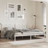 Bed Frame White Steel Full Bed Bed Frame Rectangular Modern