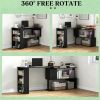 Home office desk, corner desk, space saving type, computer desk, writing desk, black