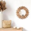 Wall Mirror Decorative 12 inch Rustic Wood Mirror Sunburst Boho Mirror for Entryway Bedroom Living Room Bathroom House Warming Gifts New Home Essentia