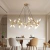 41" Golden Modern Chandelier Light Fixture, Branch Design with Frosted Tubes, Black Cords, Adjustable Height Pendant Light for Dining Room
