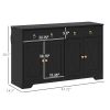 Kitchen Storage Sideboard, Farmhouse Buffet Cabinet with Barn Style Doors, Drawers, Adjustable Shelves, Black