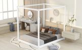 Queen Size Canopy Platform Bed with Support Legs