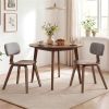 Set of 2 Dining Chair Set (Grey&Walnut), Teddy Velvet Upholstery & Plush Padded Design
