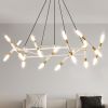 41" White & Golden Modern Chandelier Light Fixture, Branch Design with Frosted Tubes, Black Cords, Adjustable Height Pendant Light for Dining Room