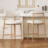Counter Height Bar Stools Set of 2, Upholstered Counter Stools Modern Barstools with Metal Legs for Kitchen Island Dining Room, Beige