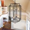 (Same as W1340142525/L1018-C) 18" Modern 8-Light Black & Chrome Geometric Pendant Chandelier, Industrial Metal Frame