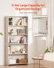 VEVOR 5 Tiers Wide Bookshelf, 68 in Wooden Open Bookcase with Display Storage Organizer Shelf