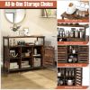 Buffet Cabinet Industrial Sideboard Storage Cabinet with Slatted Door and 3 Adjustable Shelves
