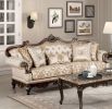 Formal Traditional Luxury Sofa Set 2pc Sofa Loveseat Cherry Finish with Gold Tipping Solid Wood Living Room Furniture