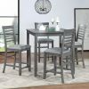 5 Piece Dining Table Set, Wooden Dining Square Table Set for 4