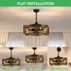 21' Modern Farmhouse Ceiling Fan with LED Lights, Vintage style Caged  Chandelier Fan Light