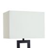 18"H Metal Windowpane Table Lamp, Black Finish with Faux Wood Base
