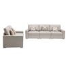 Nolan 95.5" Beige Linen Fabric Sofa and Loveseat Living Room Set with Pillows and Interchangeable Legs
