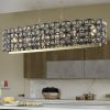 39" Contemporary Crystal and BlackGold Pendant Chandelier – Geometric Modern Light Fixture for Dining Room, Kitchen
