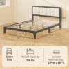 Queen Size Bed Frame with Headboard Queen Platform Bed Frame with Wooden Slats No Box Spring Needed Easy Assembly Walnut