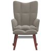 Rocking Chair With Stool Light Gray Velvet Medium Rocking Chair