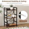 4-Tier Industrial Bookshelf (Rustic Brown+Black), Heavy-Duty Metal Frame & X-Shaped Braces