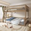Full XL over Queen Bunk Bed with Ladder and Guardrails, Walnut